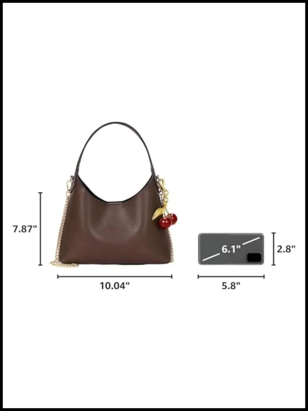 Faux Leather Hobo Bag with Chain Strap Crossbody Bag Purse Shoulder Tote Handbag